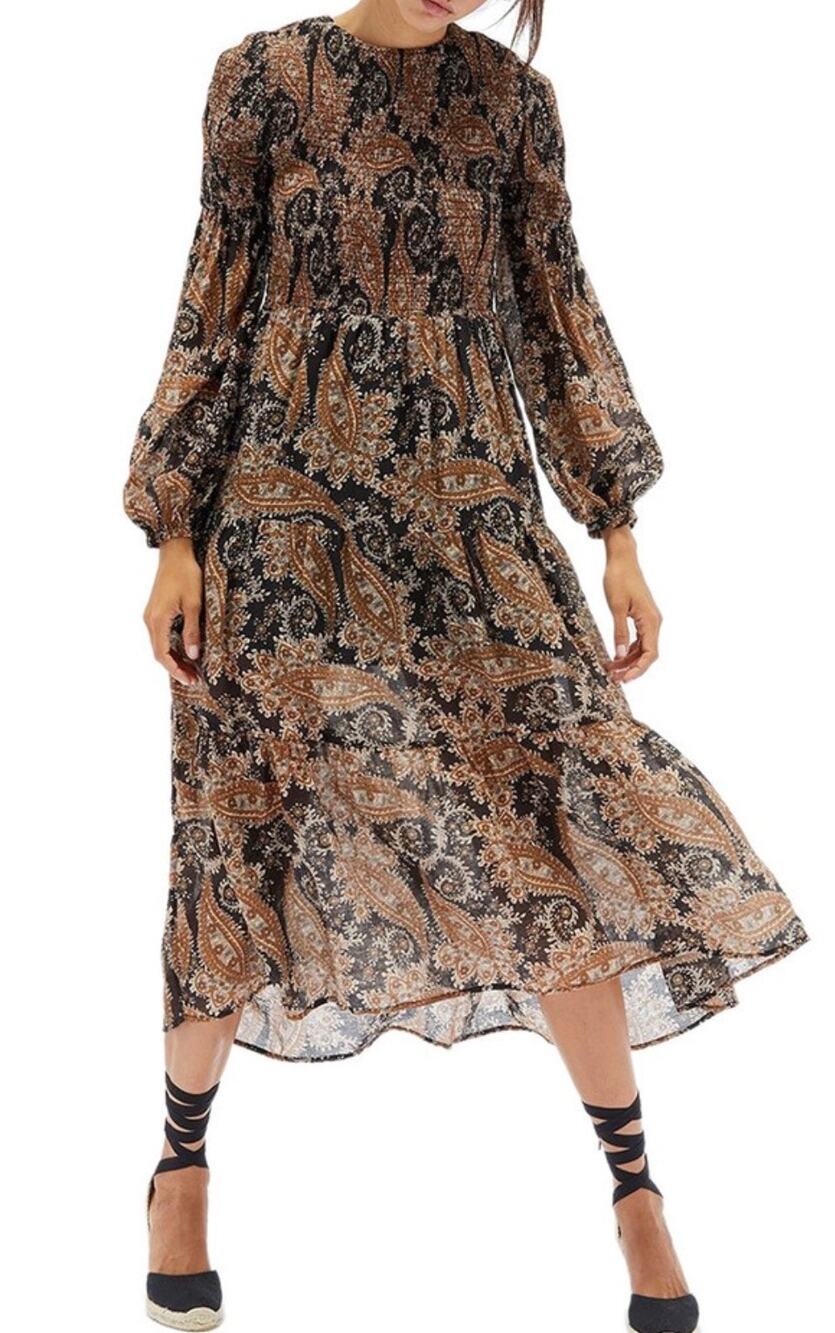 MINKPINK PERSIAN PARADISE MIDI DRESS - BROWN/BLACK in Size M